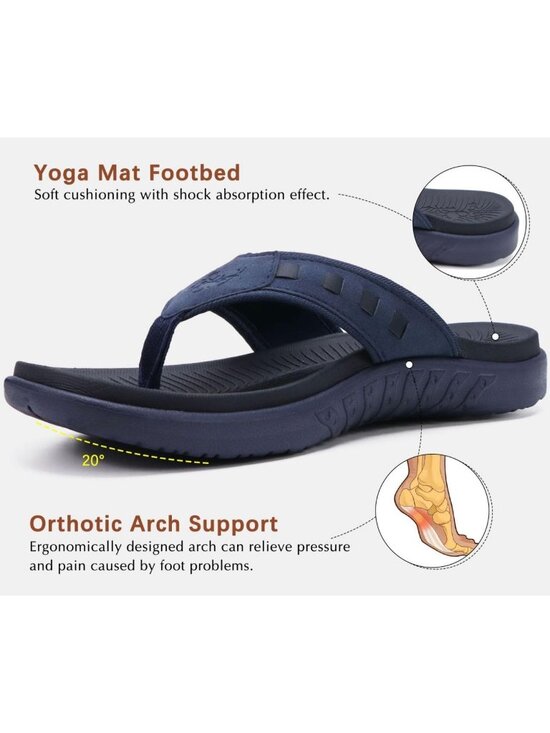 Men\'s Blue Fashion Arch Support Flip Flops Comfort Orthotic Thong Sandal Shoes main image 6